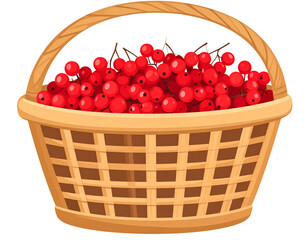  Woven Basket Brimming with Bright Red Berries Transparent PNG