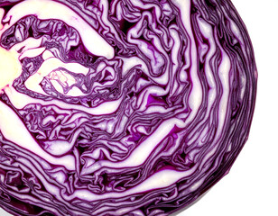 Obraz premium Close up of red cabbage showing intricate purple and white patterns