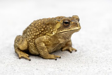 Obraz premium Close-up of a young Toad illuminated by natural light on a cement surface with a focused area