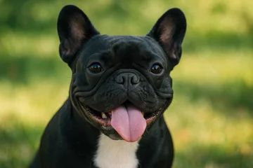 Keuken achterwand Franse bulldog Adorable French Bulldog with Playful Tongue Out  © TheWaterMeloonProjec