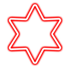 Simple Red Neon 6-Point Star on Transparent Background