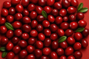 Evergreen shrub or vine with ripe red berries against a vibrant background