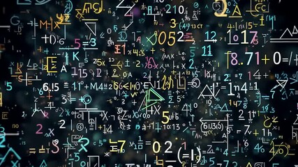 Complex Mathematical Equations and Symbols Floating on a Digital Interface Background - Powered by Adobe