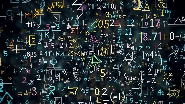 Complex Mathematical Equations and Symbols Floating on a Digital Interface Background - Powered by Adobe