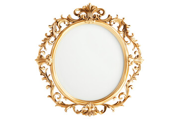  Exquisite Gold Vintage Classic Oval Frame Mockup with Ornate Carvings and Blank White Canvas