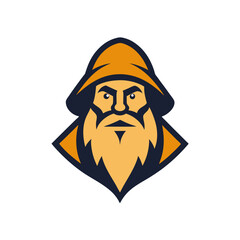 A Mascot Logo of a Wise Old Wizard in a Detailed Vintage Illustration Style