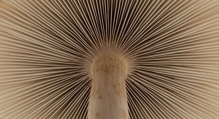 Mushroom gills radiating from stem create natural abstract pattern detail