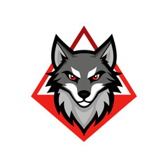 Modern Wolf Head Mascot Logo in a Geometric Triangle Frame for Esports Branding