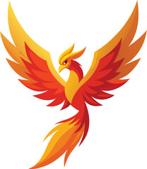 Phoenix Bird with Fire Wings Vector