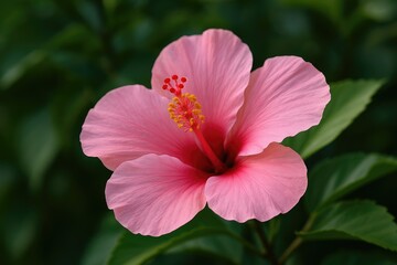 Detailed close-up of a stunning pink hibiscus blossom