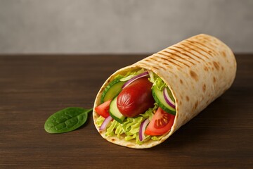 Preparing Shawarma with Sausage in a Vertical Shot with Space for Text