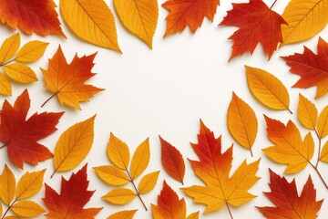 Vivid Fall Foliage Display on a Plain White Backdrop