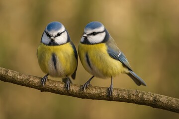 Obraz premium A pair of birds perched on a tree branch