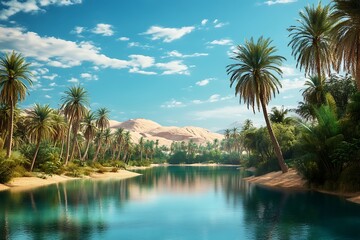 tropical beach with palm trees