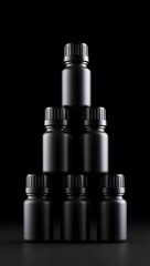Black bottles dark background product photography medicine bottles pharmaceutical bottles design 91