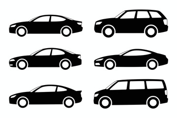 Fototapeta premium Vehicle Silhouette: A sleek array of diverse vehicle silhouettes, each exuding a sense of speed and efficiency, perfect for conveying a variety of transportation themes.