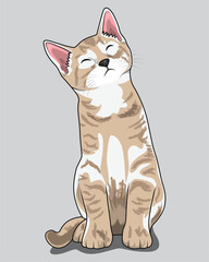 Vector drawing of a cute cat illustration