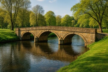 Fototapeta premium A river with a bridge spanning across it