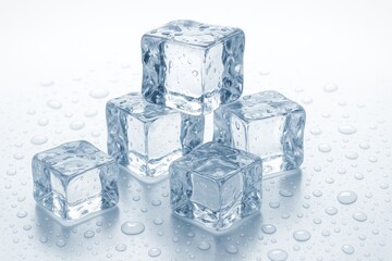 Frozen water squares on a plain white surface
