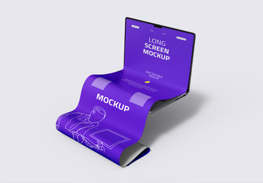 Laptop Long Screen Scroll Mockup