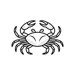 Stylized black line art illustration of a crab with dots 