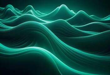 Layered Emerald Abstract Waves with Depth and Curves	