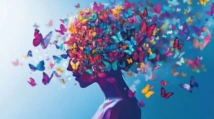 Colorful butterfly head portrait