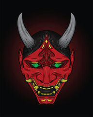 Vector illustration of a Kabuki demon mask