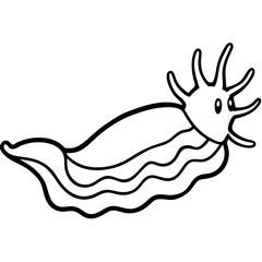 White Sea Slug Line Art