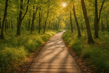 Forest trail made of wood