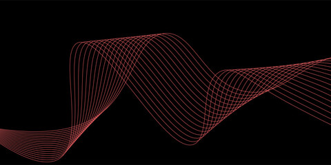 Abstract red light fast speed curve dynamic motion on black background vector illustration.