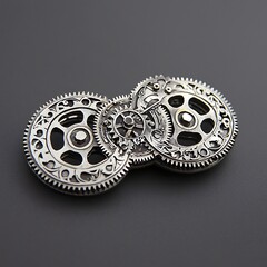 Detailed metal gears interlocked design