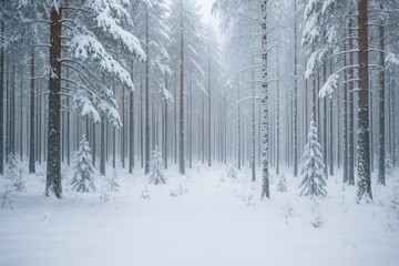 Frosty woodland scene during winter
