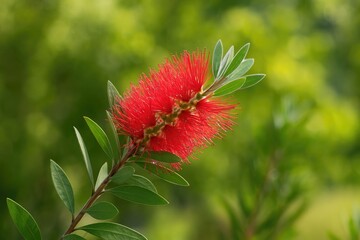 Vivid Red Brush Tree Featuring Callistemon Citronus and Melaleuca Citrina