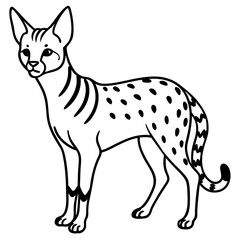 White Serval Line Art