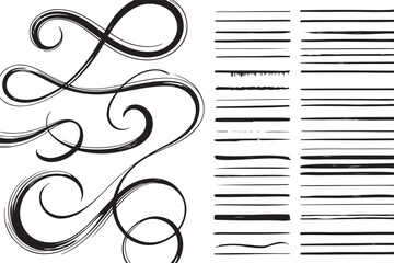 Set of abstract hand drawn smooth motion doodle line symbol
