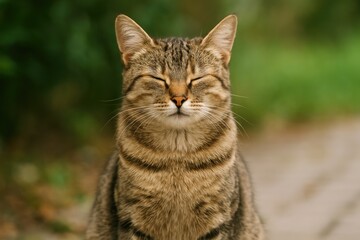 Feline peacefully resting with eyes shut