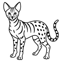 White Serval Line Art