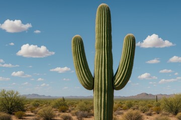 Desert landscape featuring a cactus in the arid region