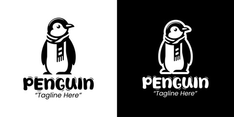 Modern Minimalist Penguin with Scarf Logo for Winter Fashion Branding
