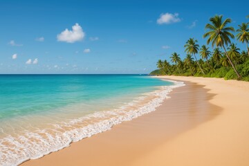 Tropical island shoreline with ocean view