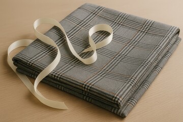 Textile materials and decorative ribbons arranged on a dressmaking worktable for business purposes