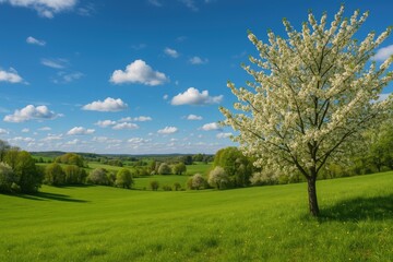 Obraz premium The stunning charm of rural springtime scenery