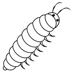 White Silkworm Line Art