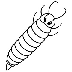 White Silkworm Line Art