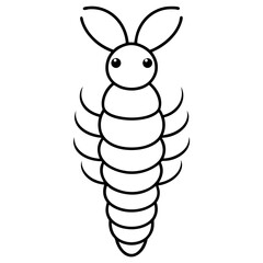 White Silkworm Line Art