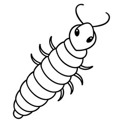 White Silkworm Line Art