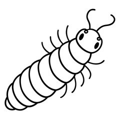 White Silkworm Line Art
