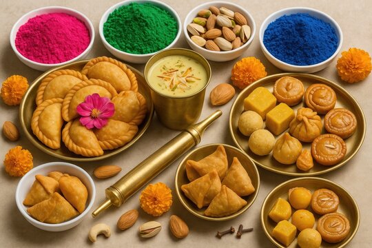 Vibrant Holi Celebrations Featuring Gulal and Traditional Sweets