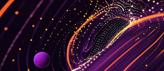 Abstract Background with Flowing Particle Streams and Purple Orb